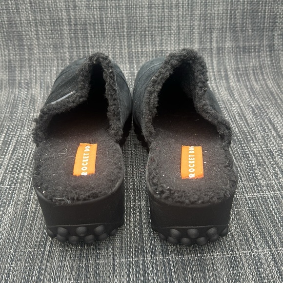 NWOB🍍 Rocket Dog FRAN Black Nubuck Clogs Platform Wedge Faux Fur Shoes SZ 8🍍 - Picture 3 of 4